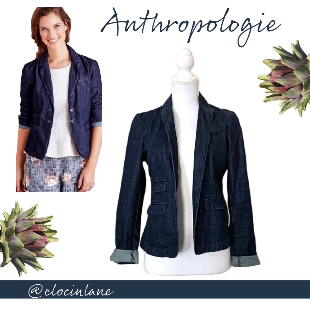 Anthropologie / Denim Blazer / Button Closure